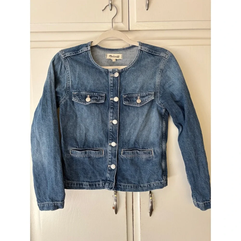 Madewell Denim Lady Jacket Womens Medium Wash Button Front Blue Size XS - Picture 2 of 12